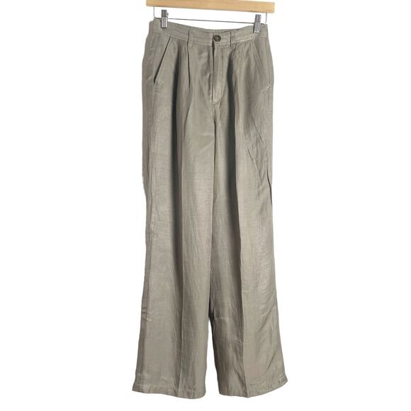 Anine Bing Carrie Pleated Wide Leg Linen High Waist Trouser Pants Size XS - Picture 5 of 15